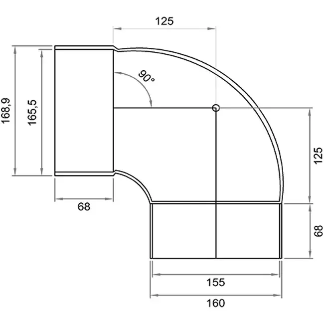 Wavin Ventiza curva 90 gradi PVC rotonda 160 mm M/S