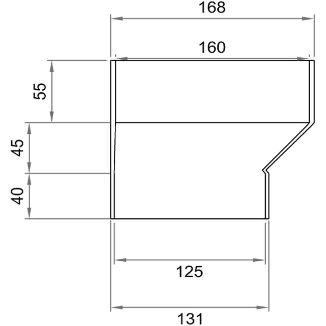 Wavin Ventiza riduzione PVC rotonda 160 a 125 mm eccentrica S/M