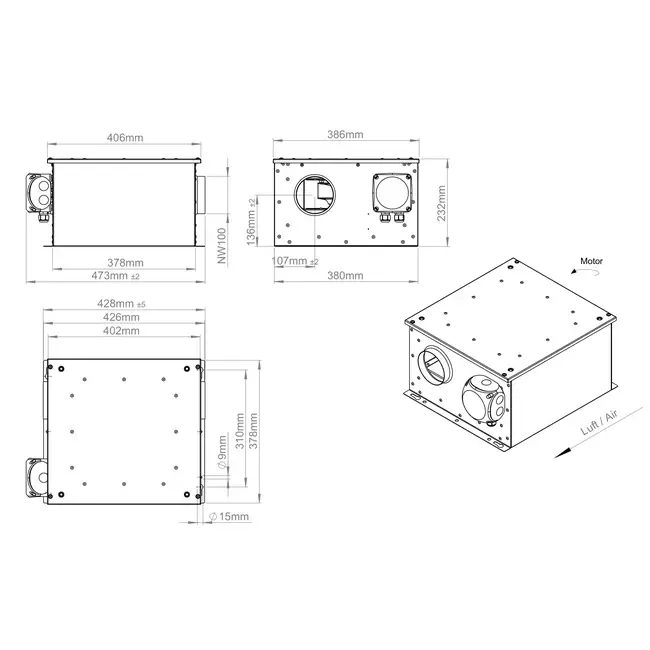 Ventilatore tubolare isolato 100 mm - ISORX 100 EC K 01