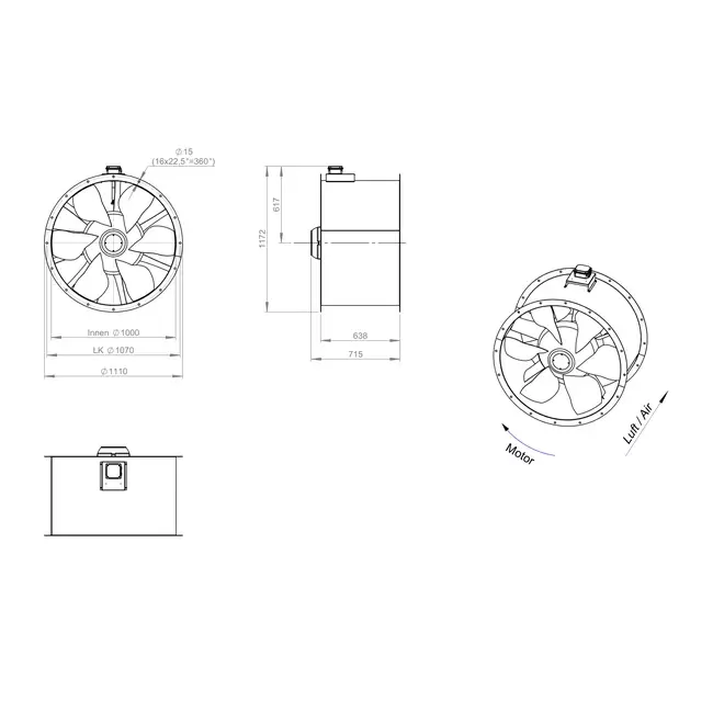 Ventilatore assiale da 1000 mm F300- AL 1000 D6 F3 02 CFG