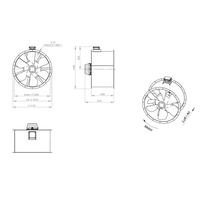 Ventilatore assiale da 1000 mm F300- AL 1000 D4 F3 02 CFG