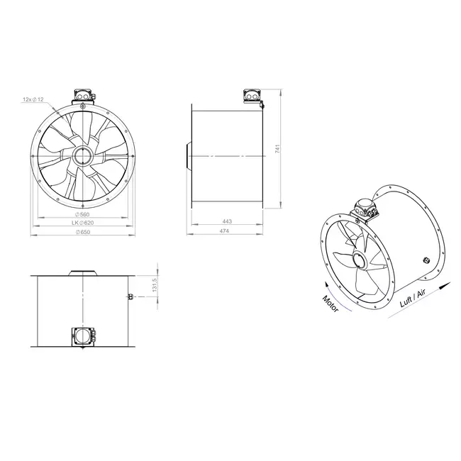 Ventilatore assiale da 560 mm - AL 560 D4 02 CFG