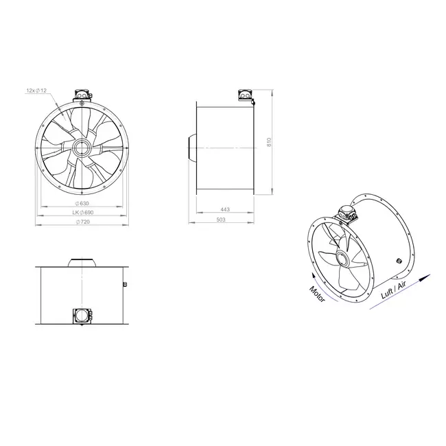 Ventilatore assiale da 630 mm - AL 630 D6 02 CFG