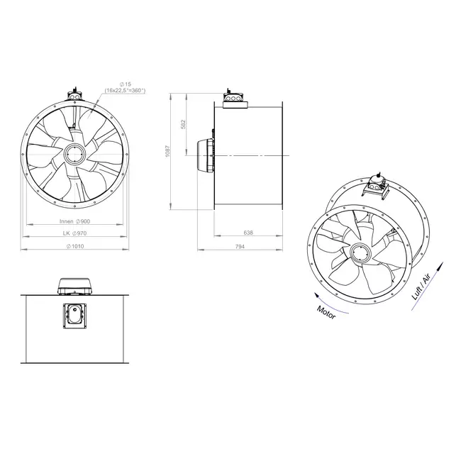 Ventilatore assiale da 900 mm - AL 900 D4 03 CFG