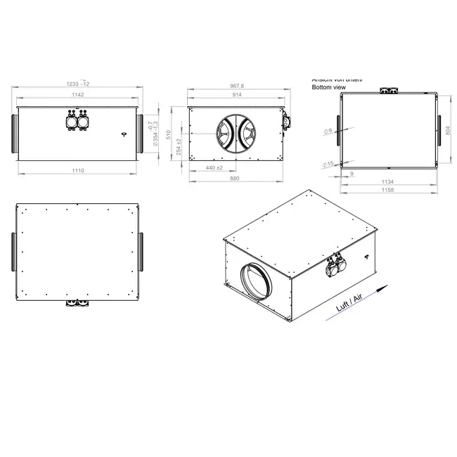Ventilatore tubolare 355 mm isolato ad alta efficienza energetica - EM DUO 355 EC K 01