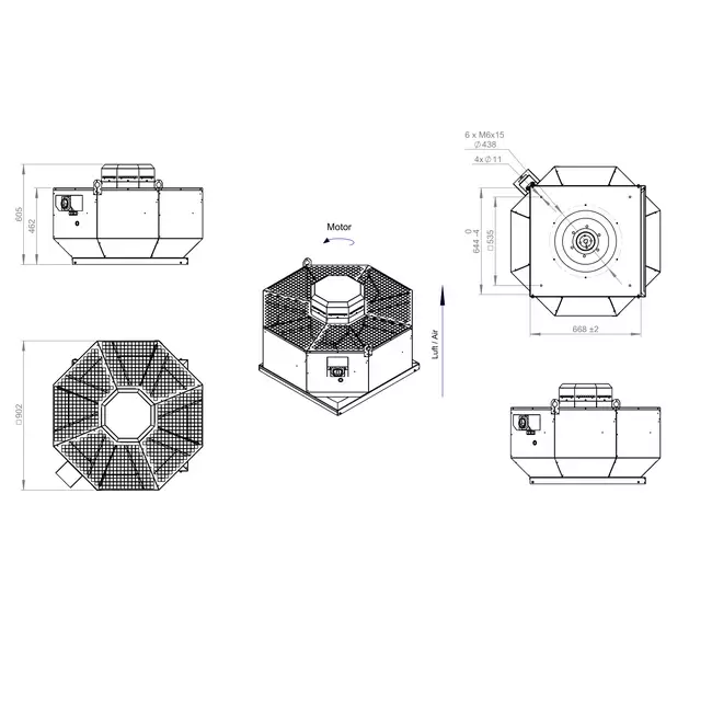 Ventilatore da tetto verticale in metallo - DVL 450 D4 RK 02