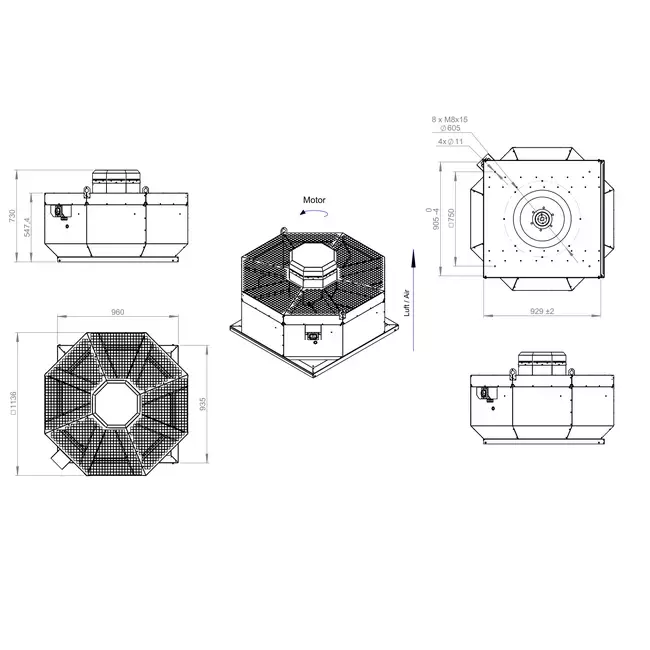 Ventilatore da tetto verticale in metallo - DVL 560 D4 RK 02