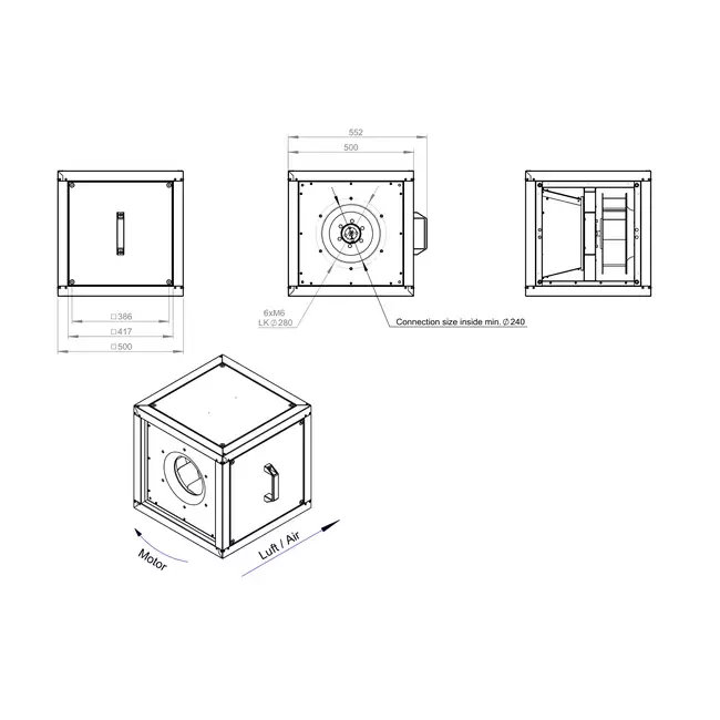 Motore ventilatore box flusso d'aria esterno - MPC T 280 D2 I K 01