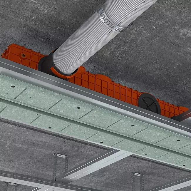 Griglia lineare intonacabile senza cornice Ergovent 1000 mm con diametro di collegamento 75 mm – profilo