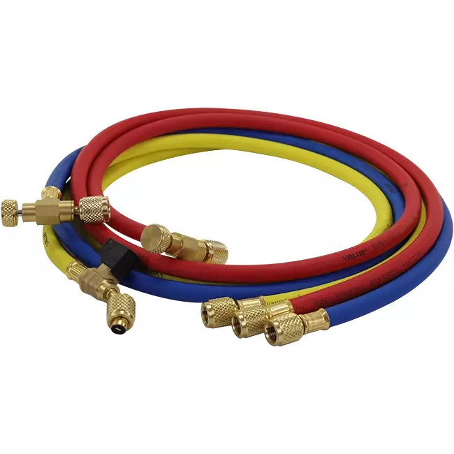 Set di tubi flessibili 1,5M R410A con valvola di misurazione e guarnizione schrader 5/16