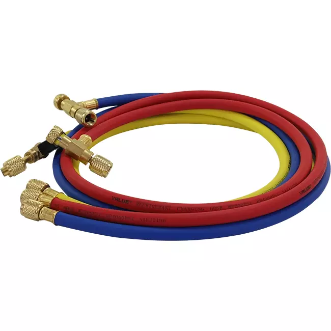 Set di tubi flessibili 1,5M R410A con valvola di misurazione e guarnizione schrader 5/16
