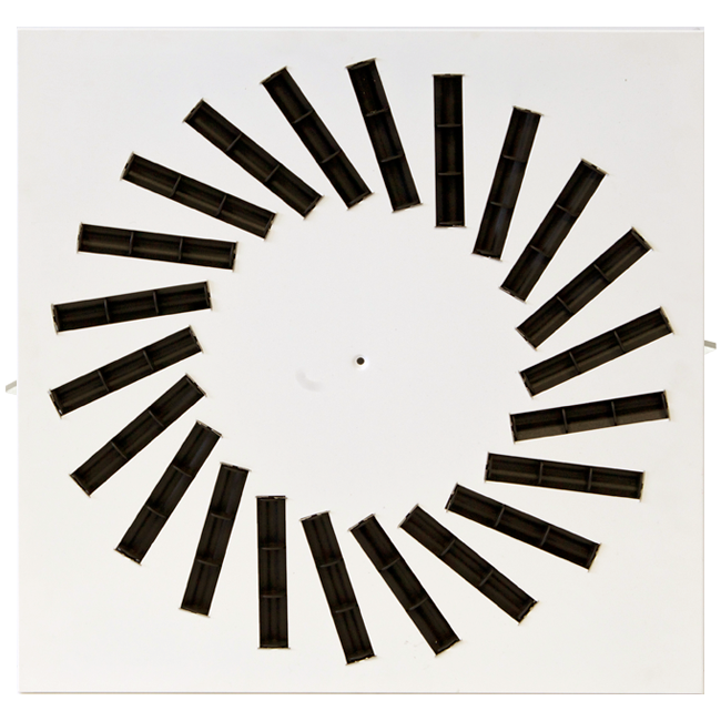 Diffusore a vortice in acciaio con deflettori regolabili - 595x595 mm - RAL 9010