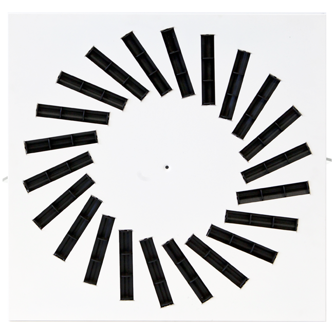 Diffusore a vortice in acciaio con deflettori regolabili - 400x400 mm - RAL 9016