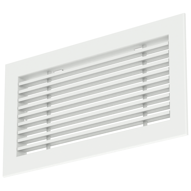 Griglia a barre in alluminio - con molle di frizione - 300x100 mm - RAL 9016