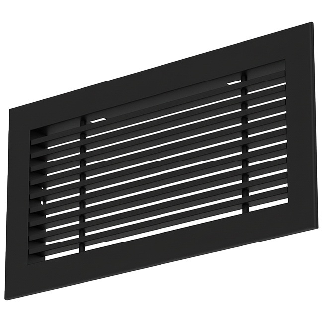 Griglia a barre in alluminio - con molle a frizione - 400x150 mm - RAL 9005