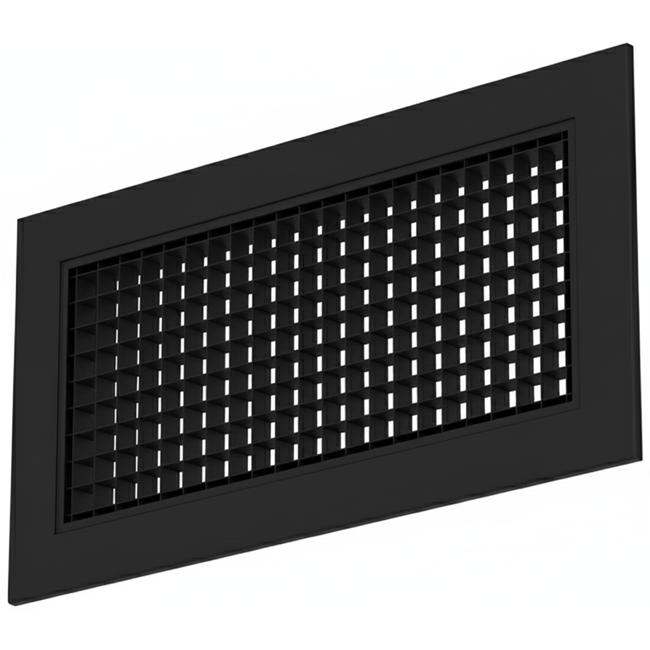 Griglia a muro in alluminio con griglia fissa - con molle di frizione - 500x300 mm - RAL 9005