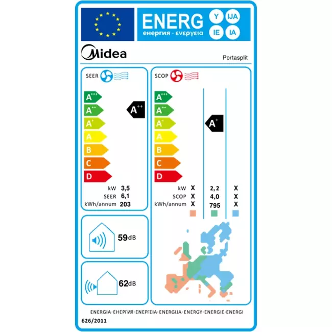 Condizionatore d'aria mobile Midea Portasplit 3,5 kW