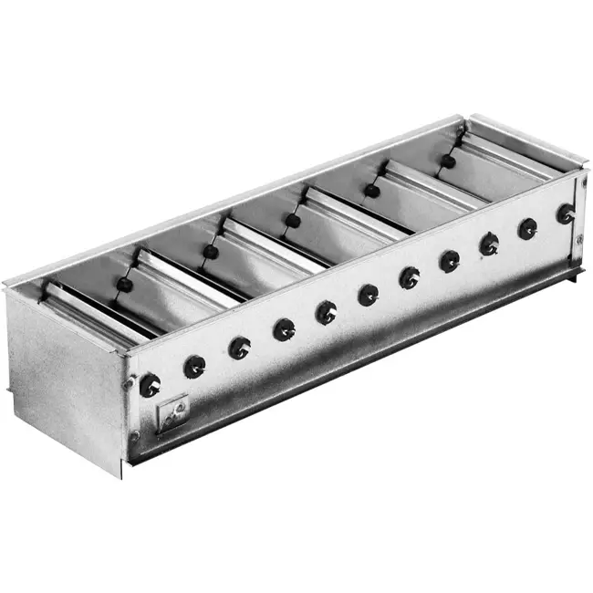 Griglia a parete doppia regolabile in alluminio con ammortizzatore - con molle a frizione - 800x100 mm - RAL 9010