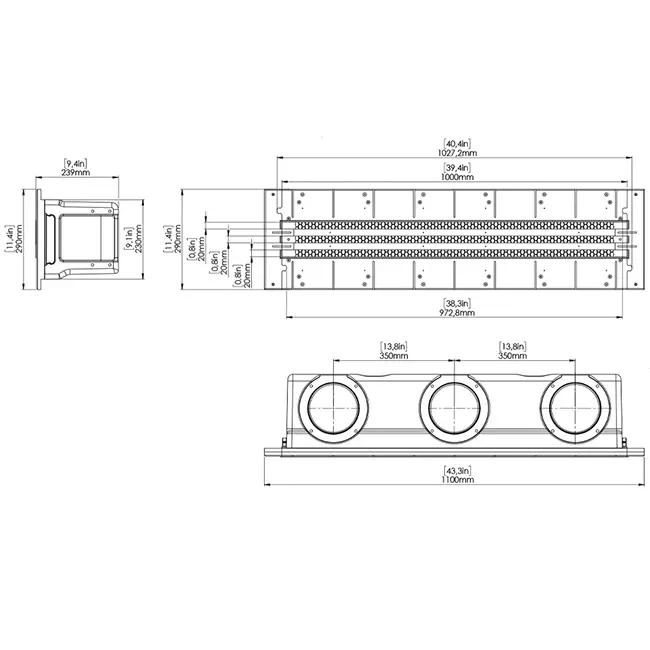 Frangisole Ergovent senza cornice 1000 mm con diametro di raccordo 150 mm - climatizzazione - 3 feritoie