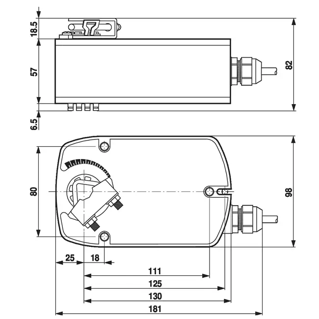 Attuatore per valvole modulanti Belimo con ritorno a molla 24V - 2-10V - MP-Bus - 4 Nm - LF24-SR