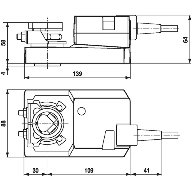 Attuatore per valvola rotante Belimo 24V - apertura/chiusura e 3 punti - 20 Nm - SM24A