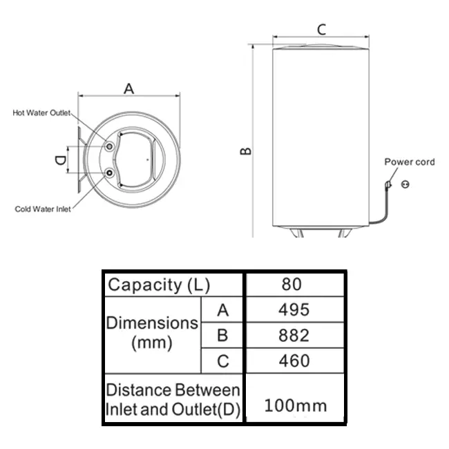 Scaldabagno elettrico Kizura 80L