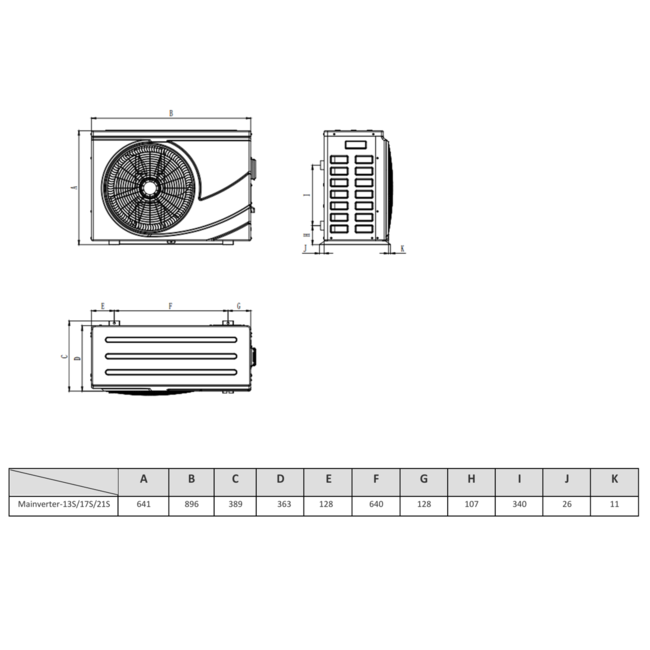 Pompa di calore per piscina Kizura Maxinverter-13S 230V R32 12,8 kW
