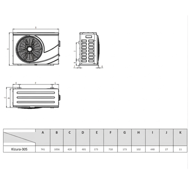 Pompa di calore per piscina Kizura Maxinverter-30S 400V R32 30,1 kW