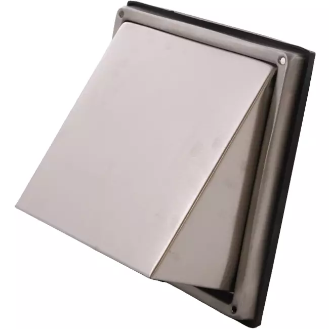 Griglia frontale in acciaio inox da 100 mm con serranda di non ritorno in entrata alta - EL-SS-BD100 SS