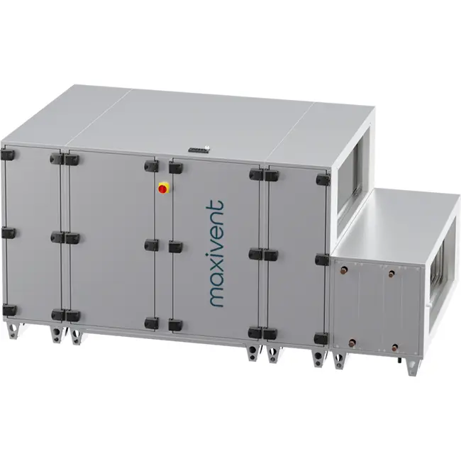 Unità di trattamento aria Maxivent WTW con scambiatore a controcorrente da 7600 m³/h, con batteria ad acqua calda e batteria ad acqua fredda, disposizione orizzontale a destra - PHE 7600 H WKJR T 02