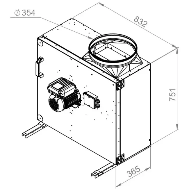Aspiratore a cassetta Ruck MPS con motore EC 6975 m³/h diametro 354 - MPS 450 EC 30