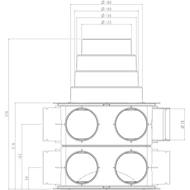 Cassetta di distribuzione dell’aria Ubbink DBOX 208V180VE - 16 collegamenti
