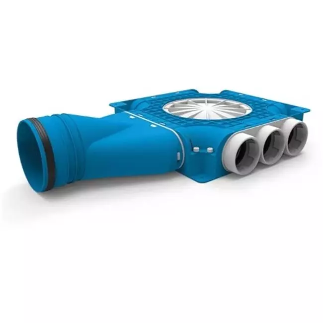Vent-Axia Uniflexplus ripartitore composito 9x Ø69 mm con manicotto orizzontale Ø125 mm