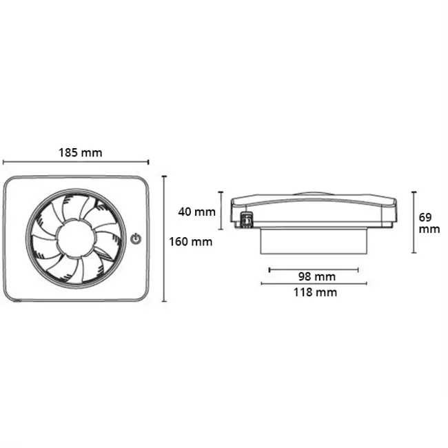 Aspiratore per il bagno Svensa PureAir con sensore odori 100-125 mm