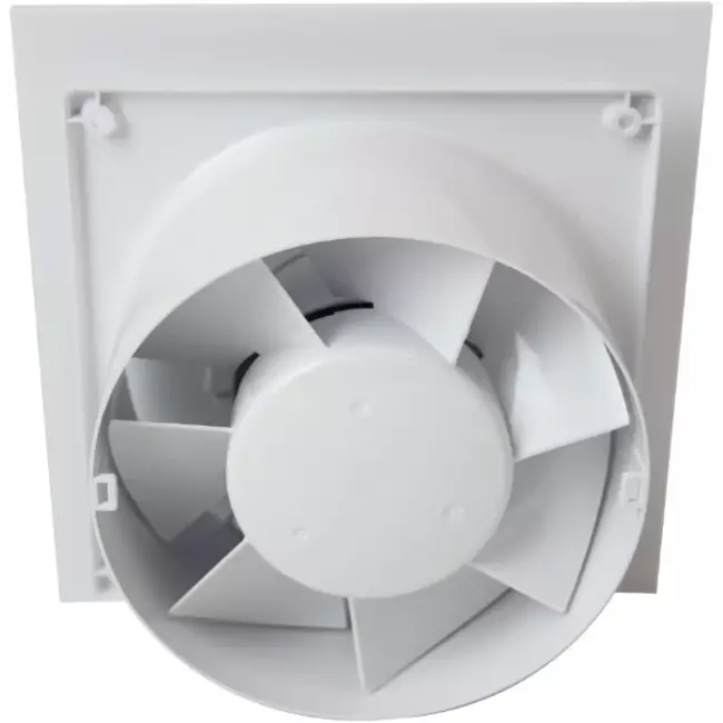 Aspiratore per il bagno Ø 100 mm - pannello frontale di plastica bianca lucida