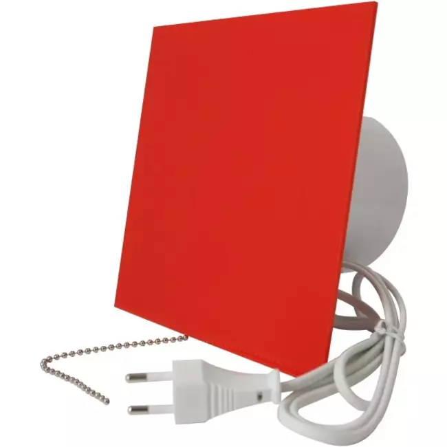 Air Roxy aspiratore per il bagno con diametro di collegamento 100 mm con interruttore a corda e spina - pannello frontale di plastica rossa