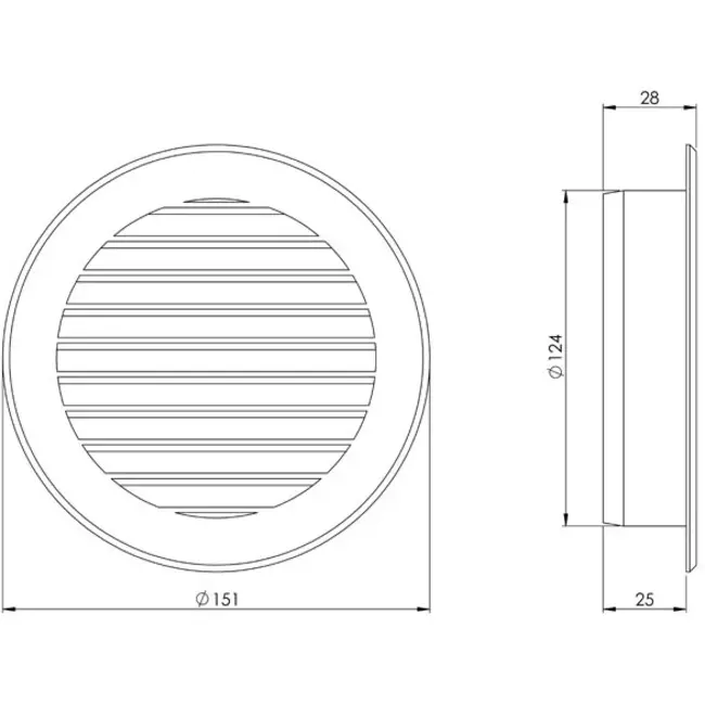 Griglia con alette diametro 125 mm beige - VR125Y