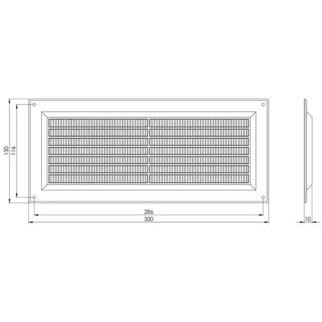 Griglia di aerazione rettangolare con grata 130x300 mm marrone - VR1330B