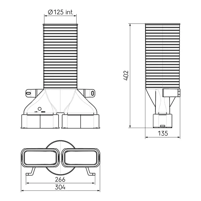 Ubbink Air Excellent 55SC adattatore per valvola 125 2x180°