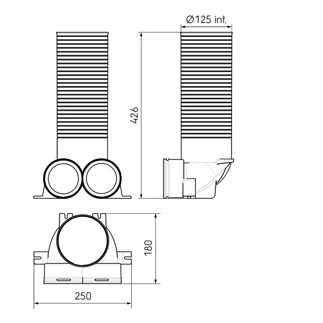 Ubbink Air Excellent 48C adattatore per valvola 125 2x90°