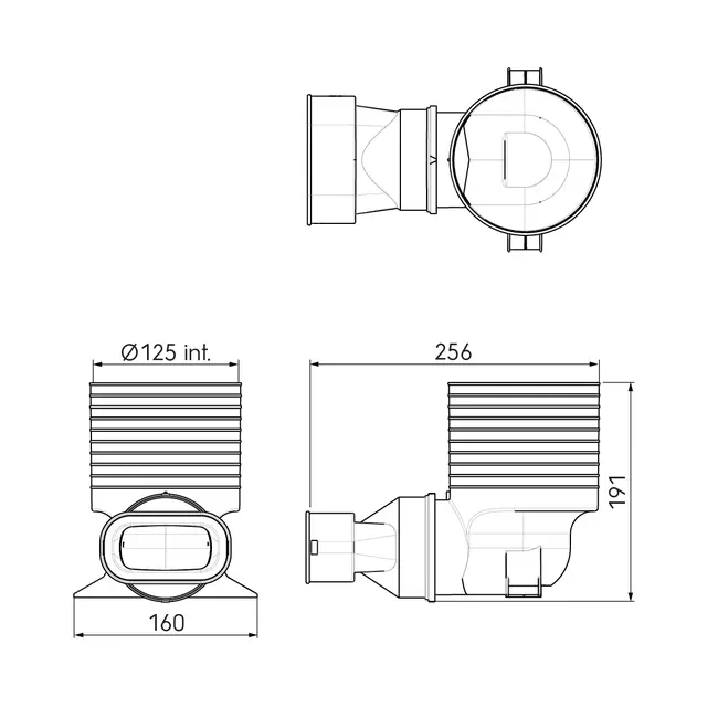 Ubbink Air Excellent 35SC adattatore per valvola 125 1x90°