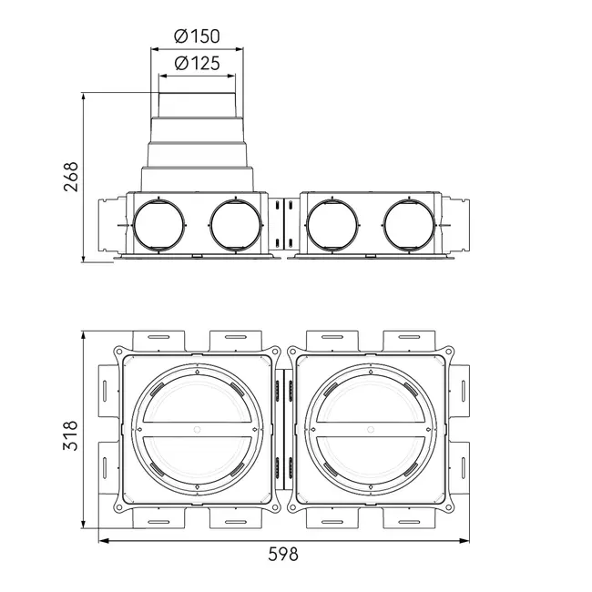 Ubbink scatola di distribuzione aria DBOX212 V180HE