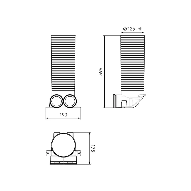 Ubbink Air Excellent 23C adattatore per valvola 125 2x90°
