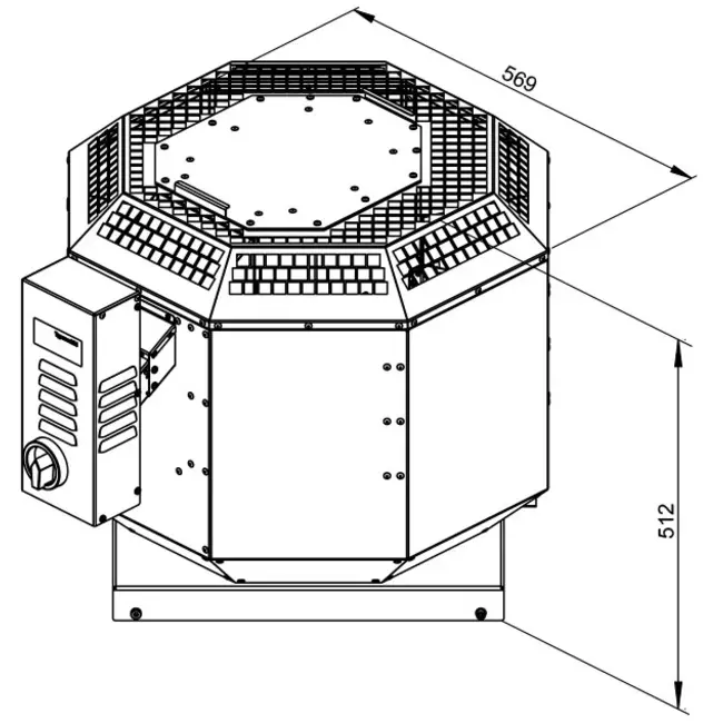 Aspiratore da tetto verticale per estrazione fumi da cucina Ruck 3795 m³/h (DVN 315 D2 F4 30)