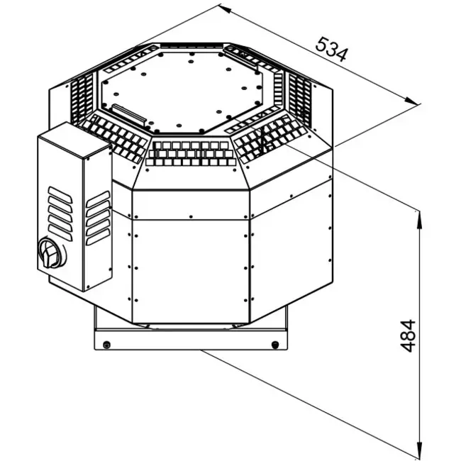 Aspiratore da tetto verticale per estrazione fumi da cucina Ruck silenziato 1870 m³/h (DVNI 225 D2 F4 30)