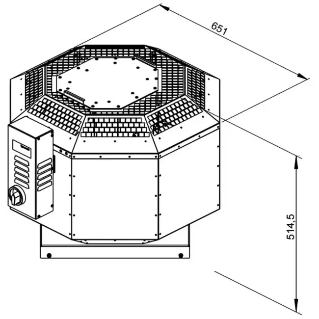 Aspiratore da tetto verticale per estrazione fumi da cucina Ruck silenziato 3795 m³/h (DVNI 315 D2 F4 30)