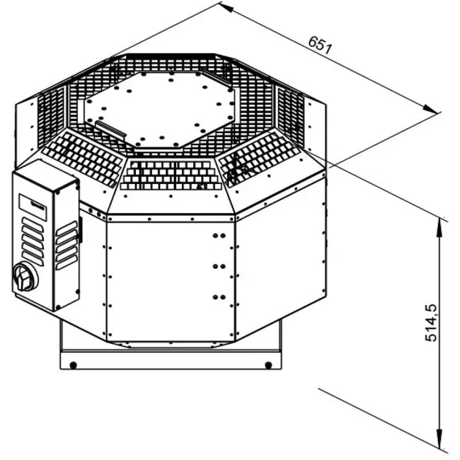 Aspiratore da tetto verticale per estrazione fumi da cucina Ruck silenziato 3000 m³/h (DVNI 315 D4 F4 30)