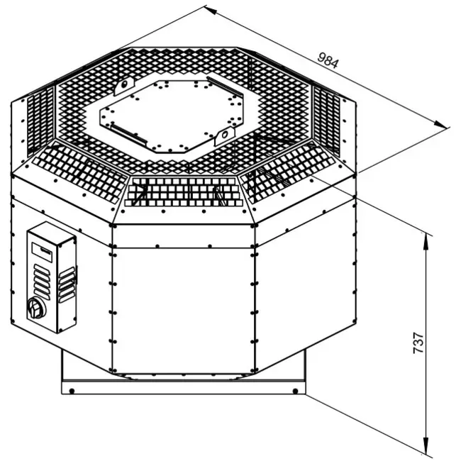 Aspiratore da tetto verticale per estrazione fumi da cucina Ruck silenziato 7905 m³/h (DVNI 500 D4 F4 30)