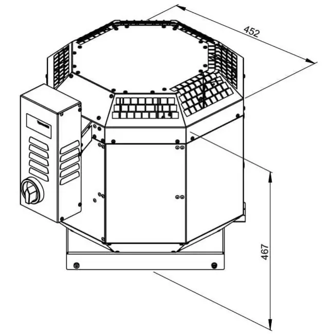 Aspiratore da tetto Ruck per il settore della ristorazione con motore EC 2690 m³/h - DVN 250 EC 30