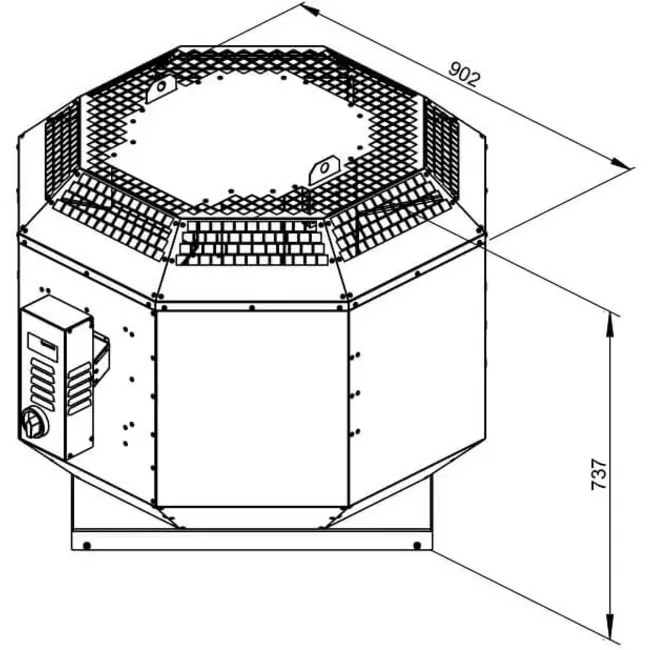 Aspiratore da tetto Ruck per il settore della ristorazione a controllo di frequenza 6975 m³/h - DVN 450 D4 30